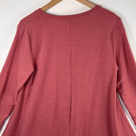 Garnet Hill Tunic Top Womens Small Red Tencel V Neck Stretch Handkerchief Hem - Picture 5 of 15